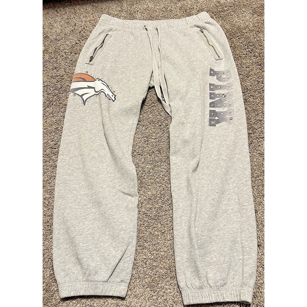 Victoria's Secret PINK Gray NFL Denver Broncos Embroidered Football Sweatpants S